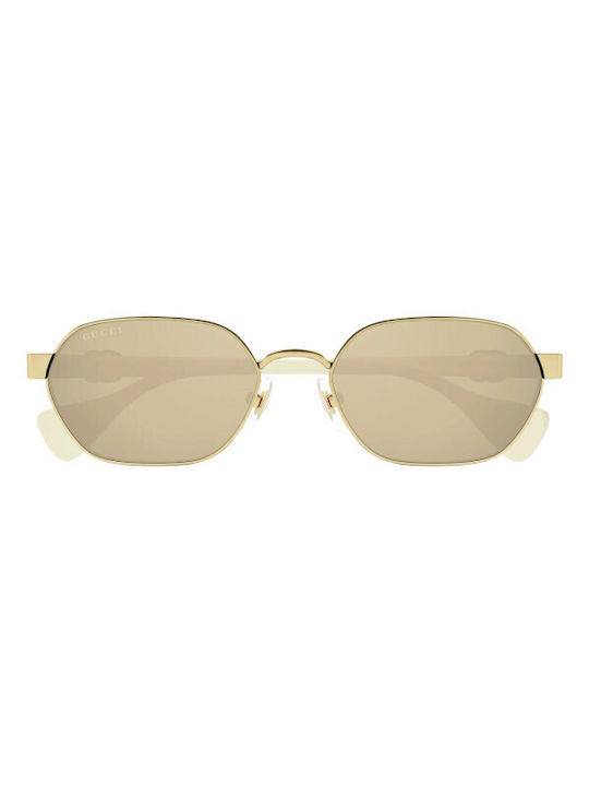 Gucci Women's Sunglasses with Gold Metal Frame and Gold Mirror Lens GG1593S 002