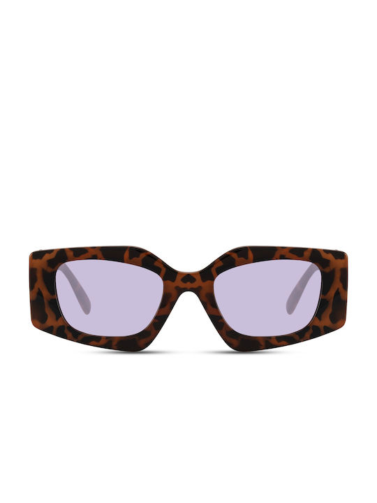 Solo-Solis Women's Sunglasses with Brown Tartaruga Plastic Frame and Purple Lens NDL8134