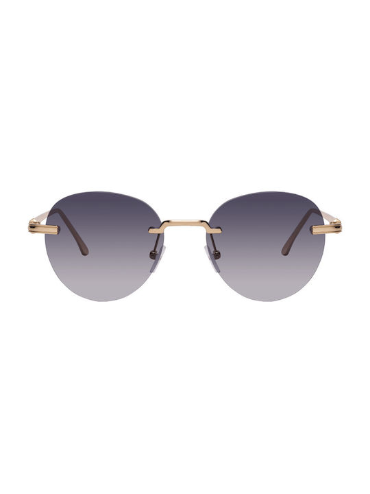 Sunglasses with Gold Metal Frame and Gray Gradient Lens 7025