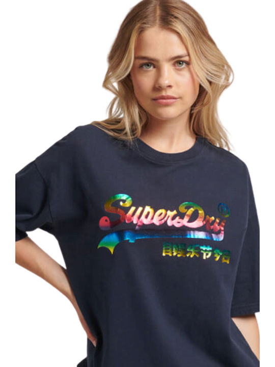 Superdry Vintage Logo Rainbow Damen T-shirt Blue