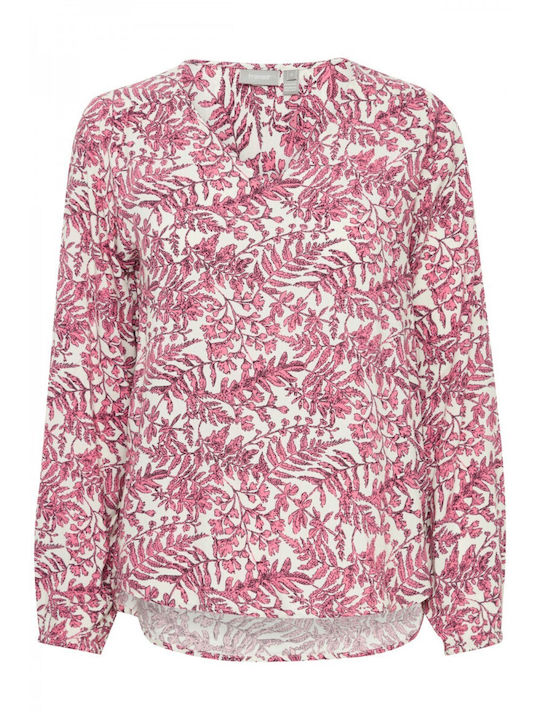 Fransa Damen Bluse Langärmelig Pink