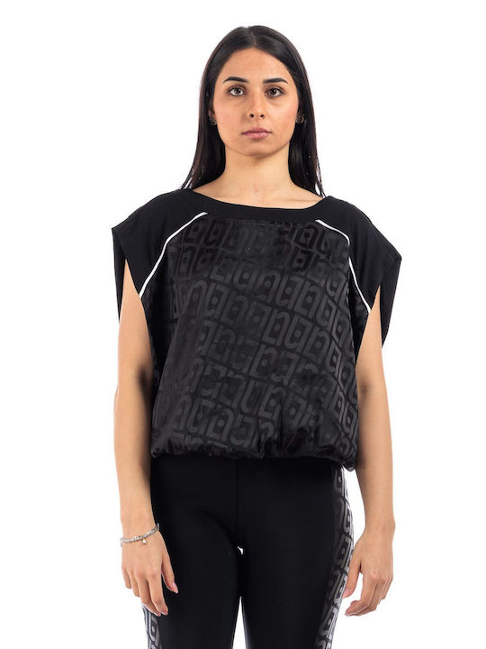 Liu Jo Damen Sportliches Bluse Kurzärmelig Black