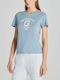 Gant Women's Blouse Cotton Short Sleeve Ice Blue