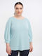 Jucita Damen Bluse mit 3/4 Ärmel Hellblau