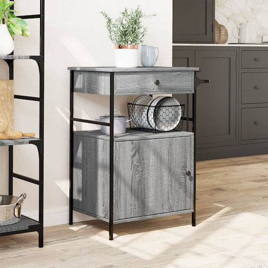 vidaXL Wooden Kitchen Trolley 3 Tiers Gray 56x43x89.5cm