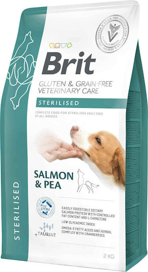Brit Care 2kg Trockenfutter Diät, ohne Getreide für sterilisierte Hunde mit Lachs
