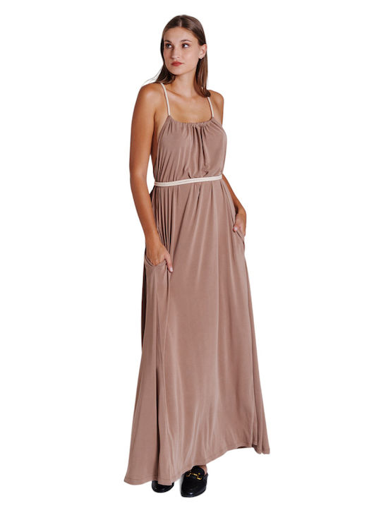 Καλοκαιρινό Maxi Φόρεμα Beige