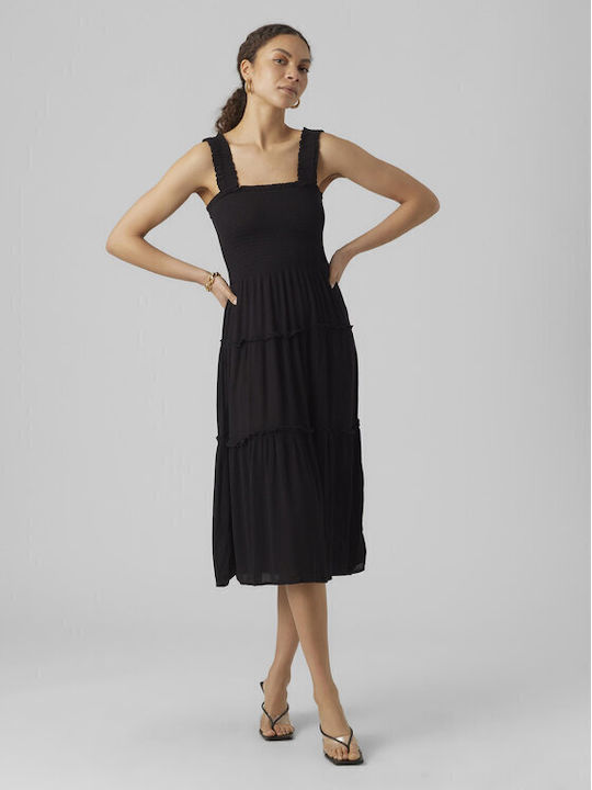 Vero Moda Sommer Kleid mit Rüschen Black