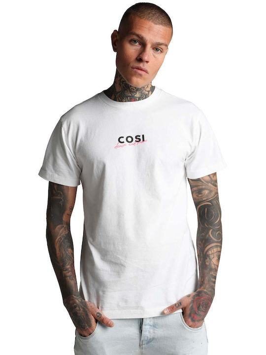 Cosi Jeans T-shirt Bărbătesc cu Mânecă Scurtă Alb