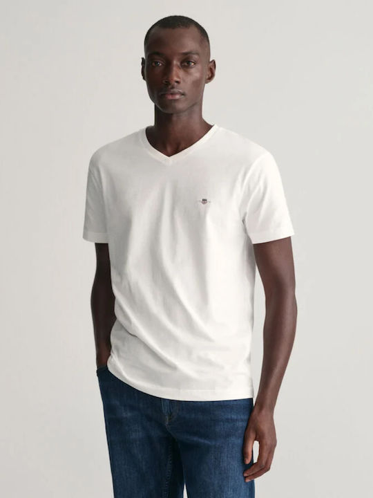 Gant Men's T-shirt V Neck White