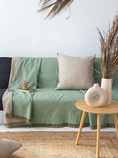 Palamaiki Oba Three-Seater Sofa Throw 2 Sides P170xW300cm Green Beige