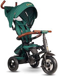 Q Play Παιδικό Τρίκυκλο Ποδήλατο Faltbar & Umbaubar mit Elternlenkung, Luftreifen, Zelt & Aufbewahrungsmöglichkeit für 10+ Monate Grün