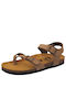 Plakton Leather Women's Flat Sandals Anatomic in Beige Color