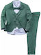 Online Boys Baptism Suit with Vest 5pcs Green
