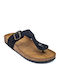 Leather Women's Flat Sandals Black
