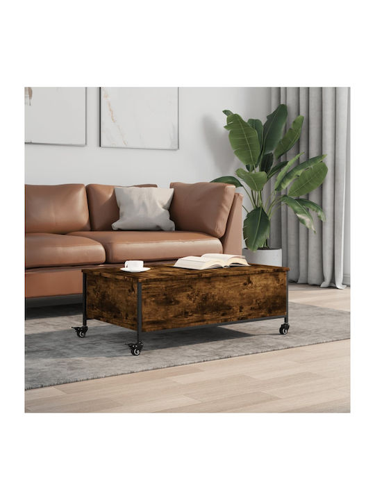 Rechteckiger Zentraler Kaffeetisch Holz Mit Rol...