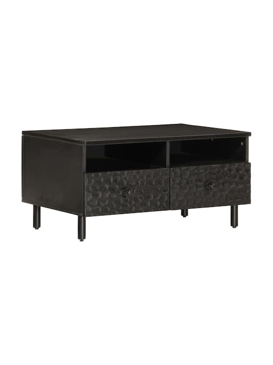 Rectangular Coffee Table made of Solid Wood Black L80xW54xH40cm