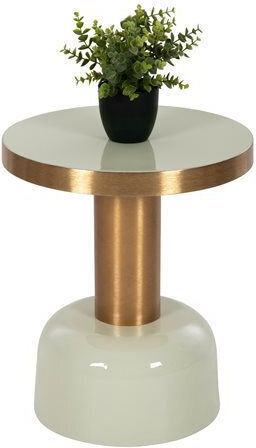 Round Side Table Erode Metal Open Green-Golden M40.5xL40.5xH48cm