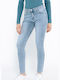 Γυναικείο Jean Παντελόνι Mid Rise Push Up σε Skinny Εφαρμογή Ξεβαμένο Μπλέ