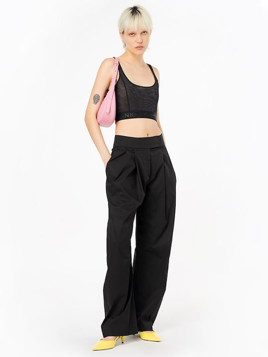 Papillon Damen Hoch tailliert Stoff Hose Black