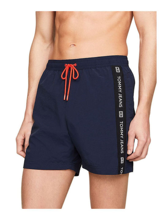 Tommy Hilfiger Logo Herren Badehose Bermuda Dark Night Navy Gestreift