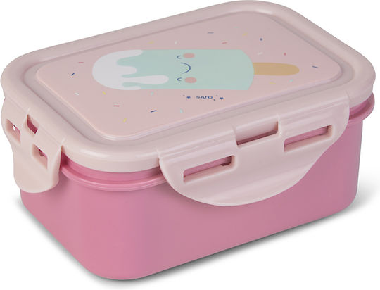Saro Ice Creams Plastic Kids Food Container 0.35 Litre Pink 15 x 10.5 x 5.5cm