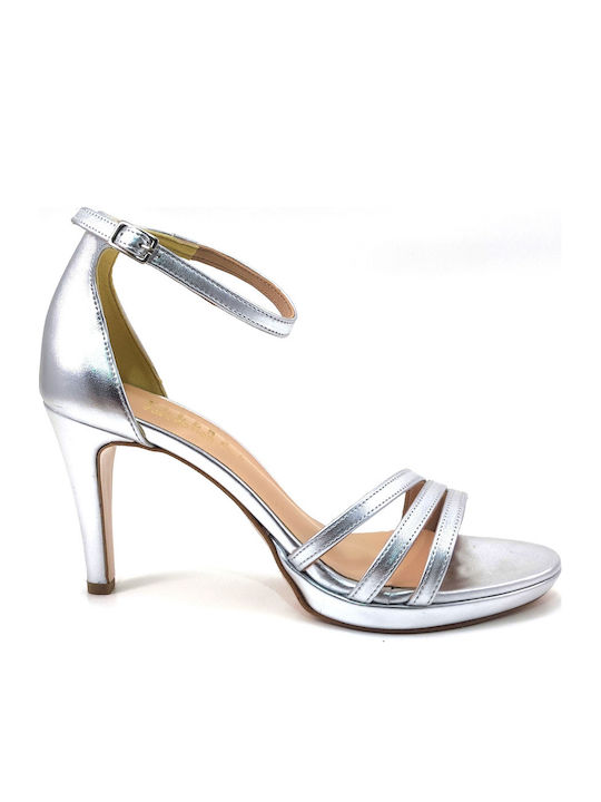 Ellen Leder Sandalen Silber