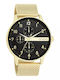 Oozoo Timepieces Ανδρικό Ρολόι 45mm Μπαταρίας με Μεταλλικό Μπρασελέ Gold