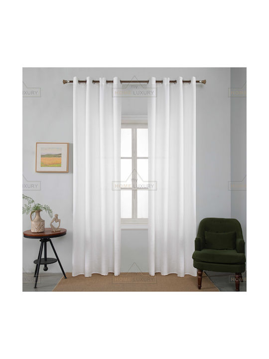 My Home Luxury Curtaină cu Capse Line Alb 145x285buc