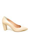 Leather Pointed Toe Beige High Heels