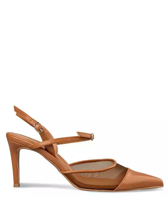 Envie Shoes Leather Brown Heels