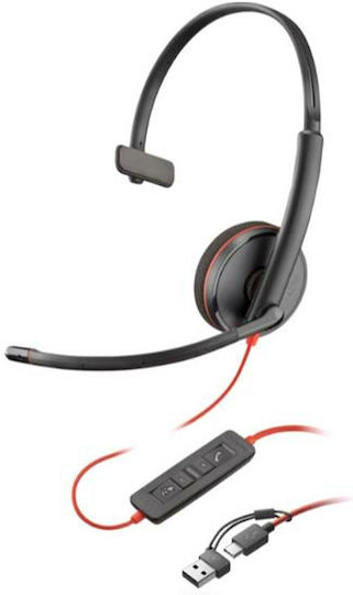Poly Blackwire 3210 On Ear Multimedia Headphone with Microphone USB-A / USB-C