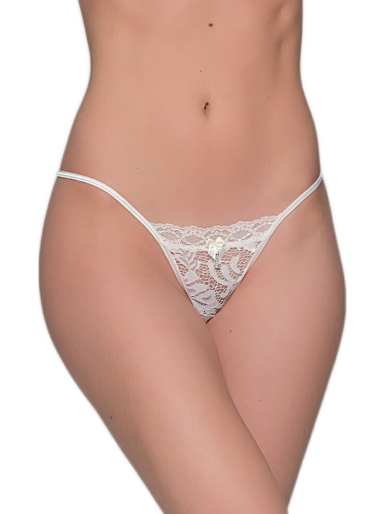 Γυναικείο String με Δαντέλα Ιβουάρ