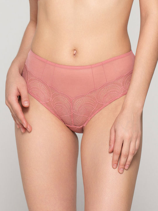 Luna Hipster Baumwolle Hochtailliert Damen Slip mit Spitze Rose