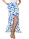 First Woman Maxi Envelope Skirt Floral in Blue color