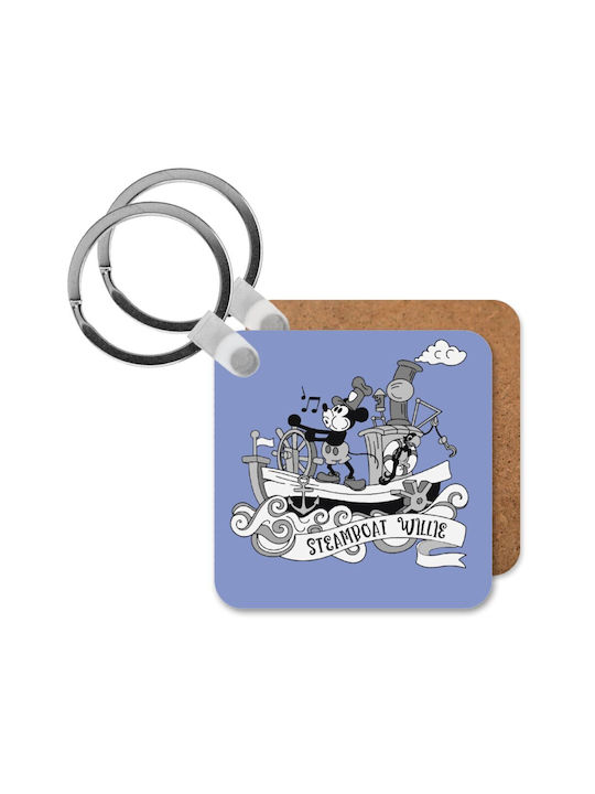 Mickey Steamboat Keychain Mickey Steamboat Keychain din lemn pătrat Mdf