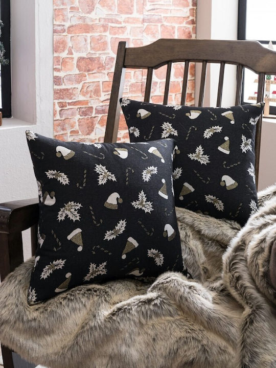 Teoran Christmas Decorative Square Pillowcase Black 45x45cm