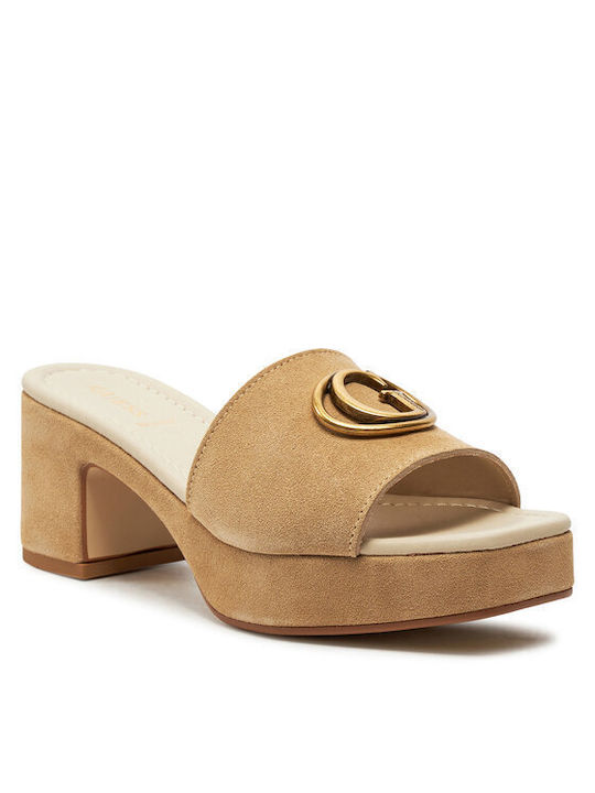Guess Mules mit Absatz in Beige Farbe