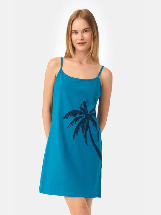 Minerva Summer Cotton Women's Nightdress Green Lagoon