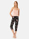 Minerva De vară Pantaloni Pijamale pentru Femei Black-pink