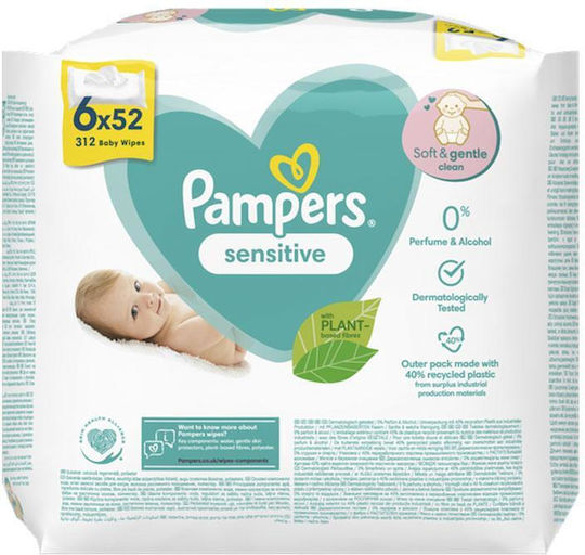 Pampers Sensitive Baby Wipes without Alcohol & Parabens 312pcs