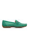Leather Women's Moccasins in Green Color