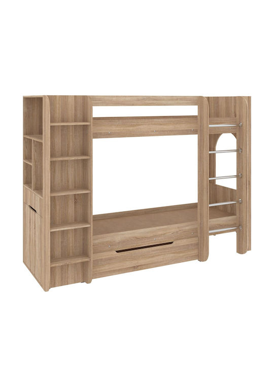 Duet-4 Kinderbett Koje Einzeln mit Stauraum Sonoma für Matratze 70x190cm