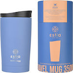 Estia Travel Mug Save The Aegean Glass Thermos Stainless Steel Denim Blue 350ml