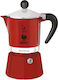 Bialetti Rainbow Espressokocher für den Herd 6 Tassen Rote