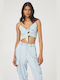 BSB Women's Crop Top with Straps Light Blue