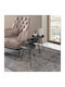 Round Side Coffee Table Wakmi Wooden Black Marble 3 Pieces W33xL33xH55cm