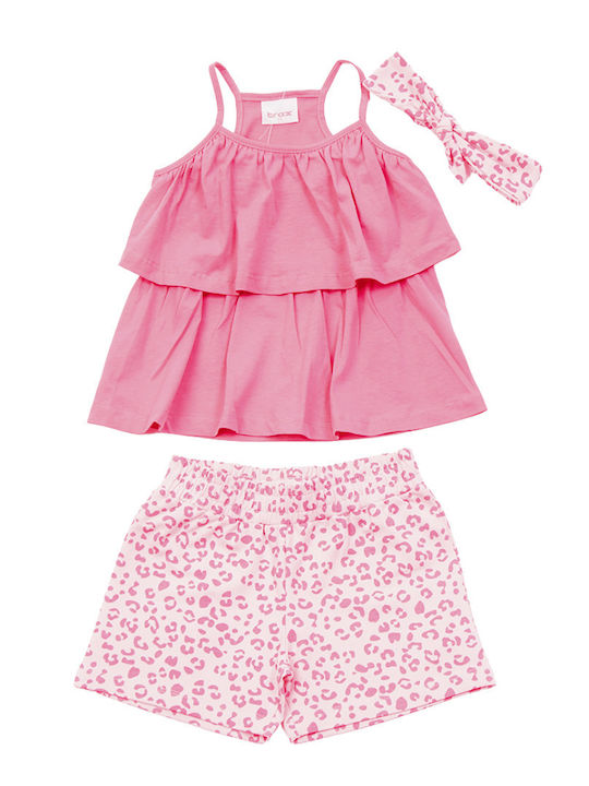 Trax Kinder Set mit Shorts Sommer 3Stück Pink