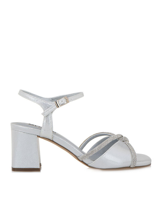 Menbur Fabric Sandals Silver