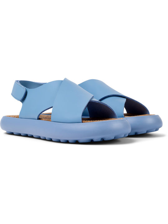 Camper Leder Damen Flache Sandalen in Blau Farbe